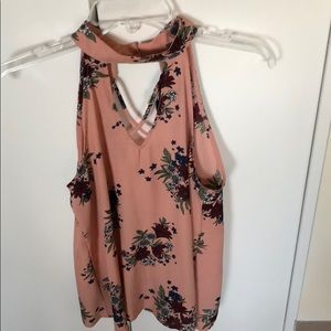 Floral patter collared tank